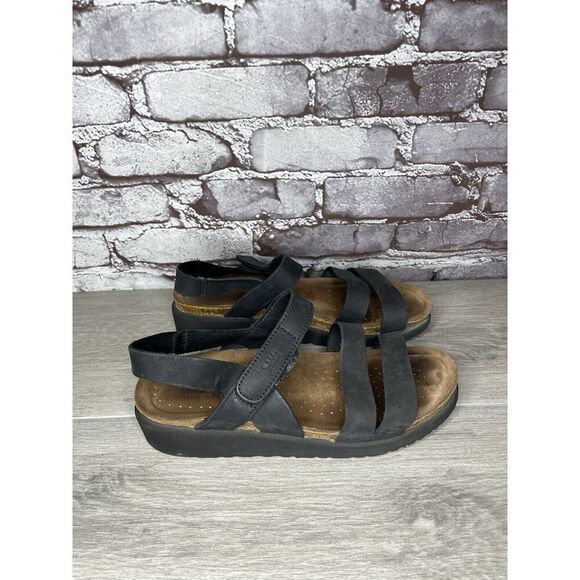 Spring Step Black Leather Strappy Cork Wedge Sandals Women Sz 41EU/10.5M US - Picture 8 of 16